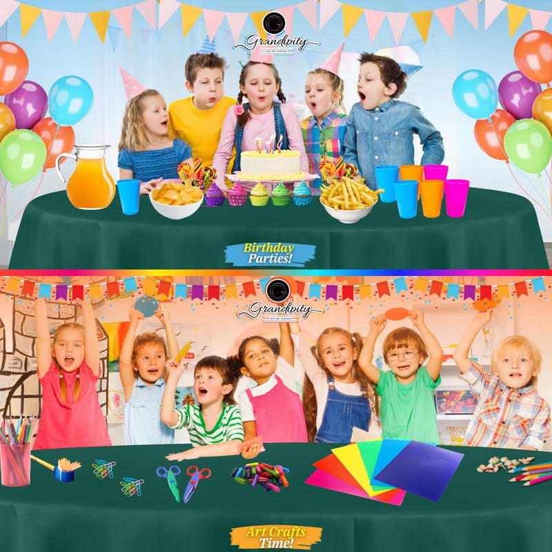 Grandipity Dark Green Plastic Table Cloth Disposable (6 Pk) 84in Round Tablecloth Premium Party Table Cloths Disposable - Perfect Table Cloth Round Cover for Any Table Up to 6 Feet - Image 4